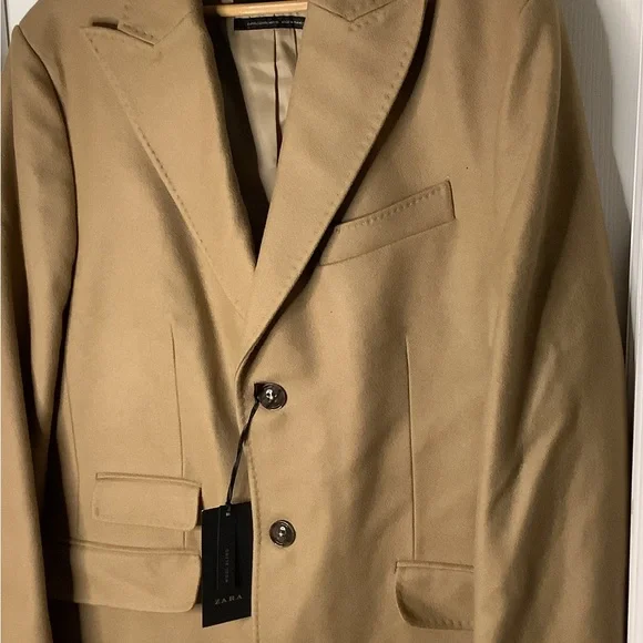 Zara Tan Wool Coat NWOT - Picture 6 of 15